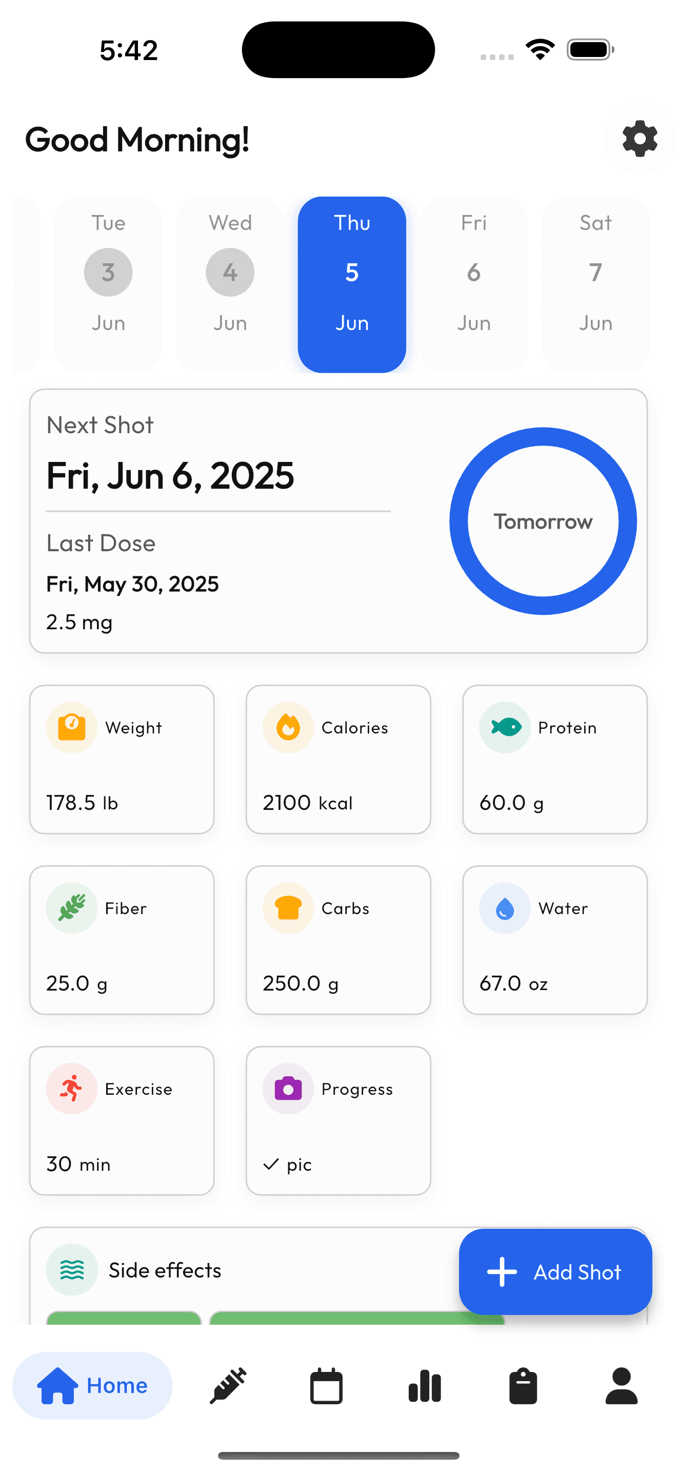 GLP-1 Tracker App Screenshot