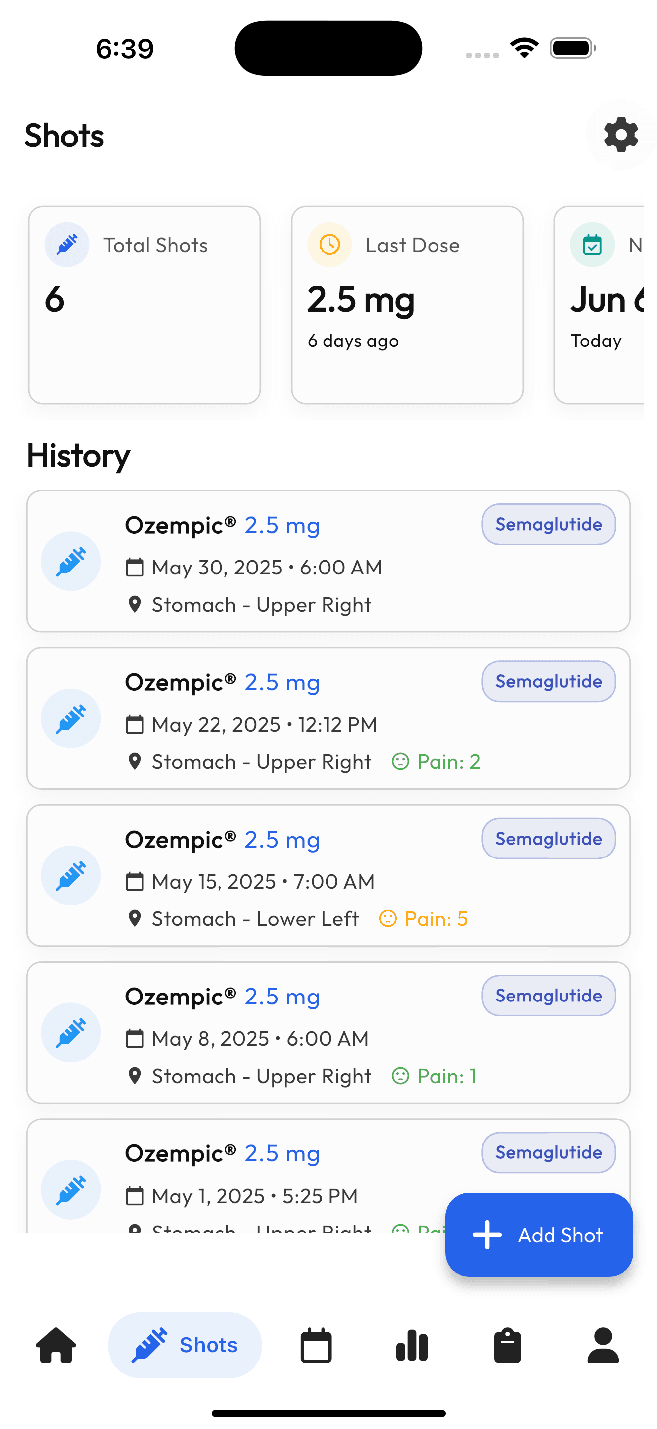 Injection History